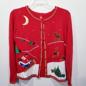 Fun Christmas Button Down Sweater sz-Large 12-14